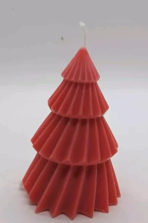 Christmas tree candle- red colour- Decoration- gift idea - coconut wax