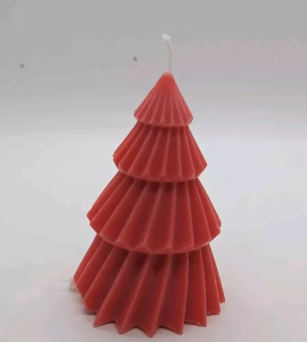 Christmas tree candle- red colour- Decoration- gift idea - coconut wax