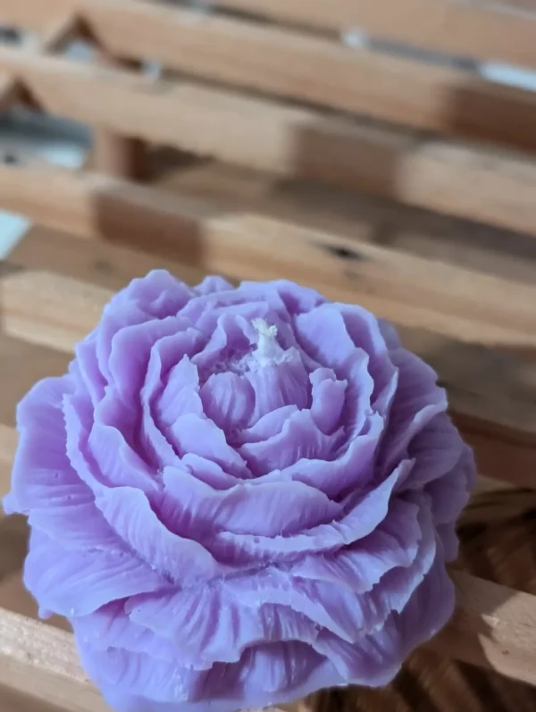 Large peony flower candle- Purple - Decór- Gift idea- Scented- Colour